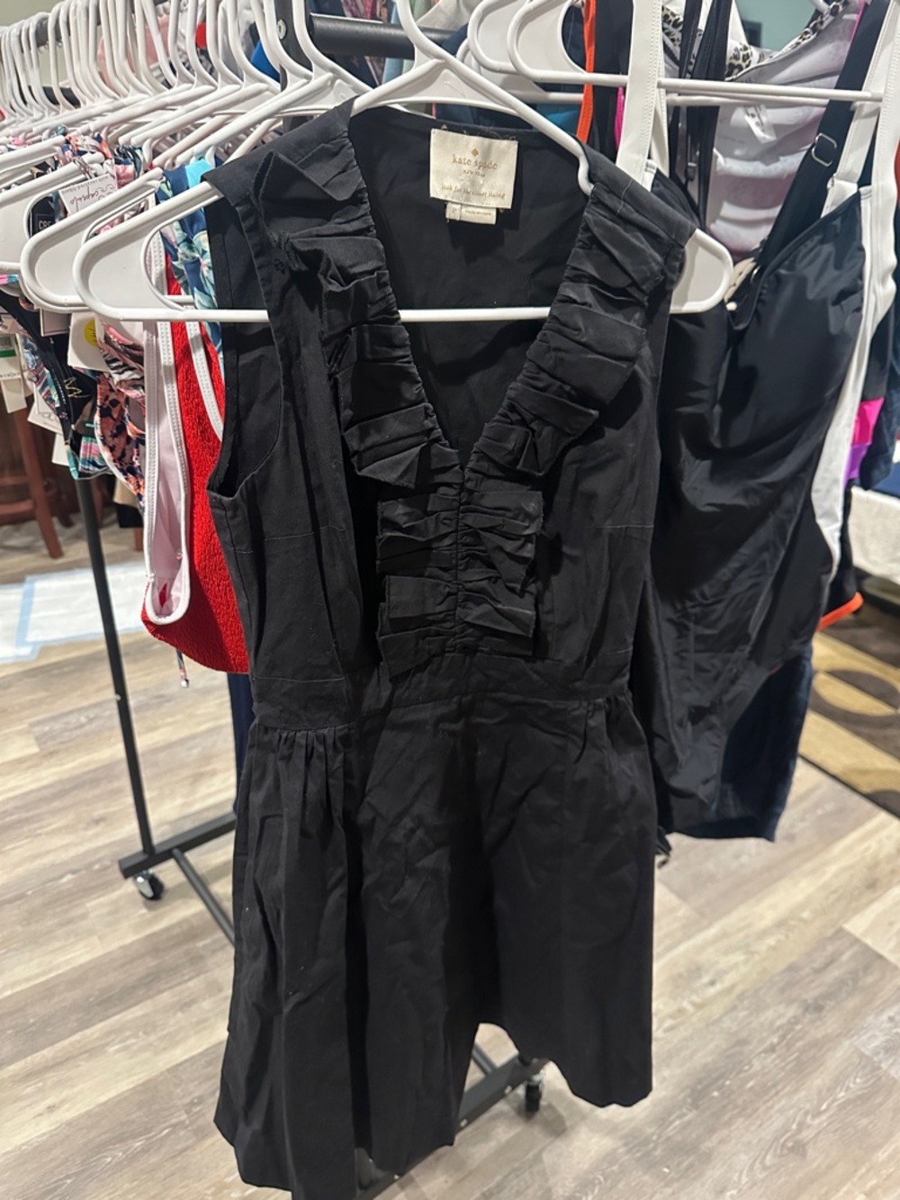 kate spade Black Sleeveless Dress with Ruffle Trim